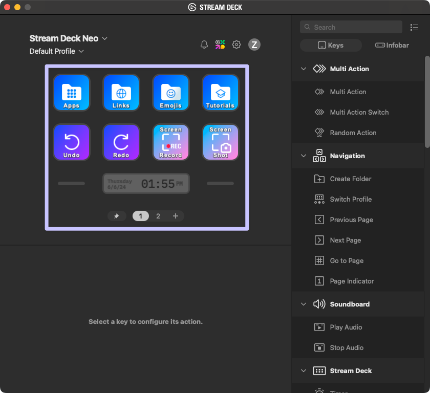 The Stream Deck preferences window, displaying the profiles tab